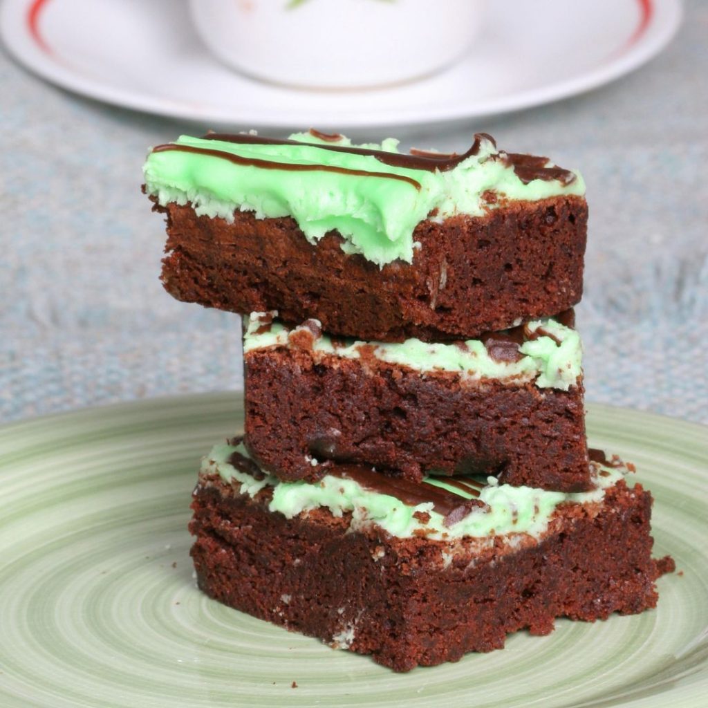 holiday brownie tortoni with peppermint topping