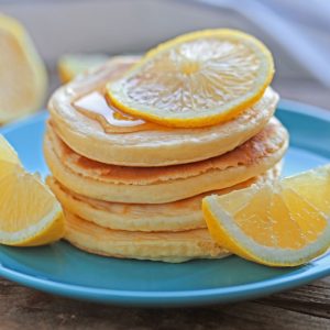 lemon feather hot cakes on a plate